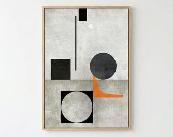 バウハウス幾何学プリント - バーントオレンジミッドセンチュリーモダンアート（デジタルダウンロード）