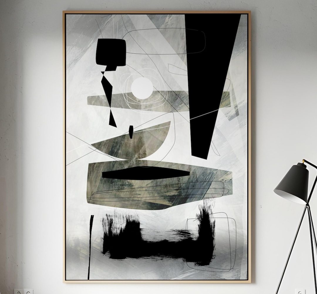 Modern Abstract Wall Art – Black and White Geometric Composition ...