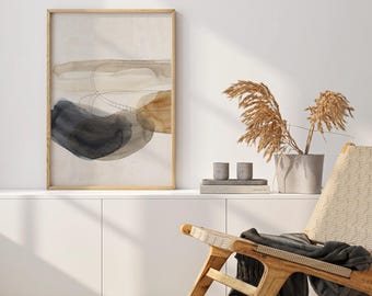 抽象水彩画｜アースカラーのファインラインアート（デジタルダウンロード）