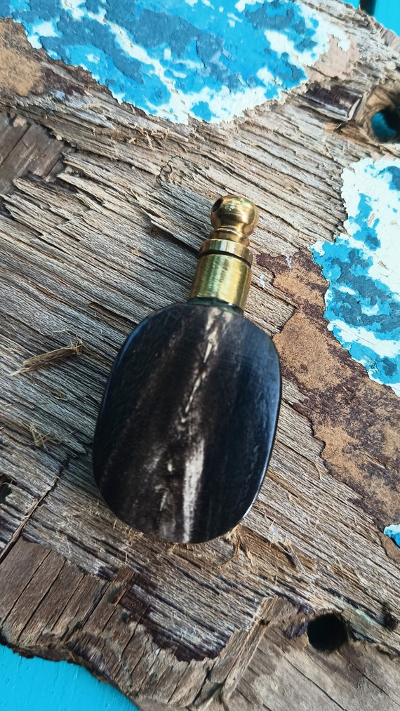 Vintage Pearl, Stone, Brass Perfume Bottle - image 3