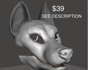 LEGGI DESCRIZIONE File STL canino semi realistico per la stampa 3D - Base testa Fursuit Gatto con gli stivali