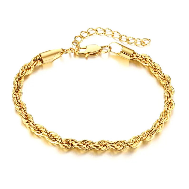Twisted Rope Chain Bracelet 18K Gold Gold Braided Chain Etsy