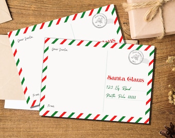 Letter to Santa, Letter to the North Pole, Send Christmas List to Santa Claus, Instant Download, Christmas Mail Postcard, Christma Postcard