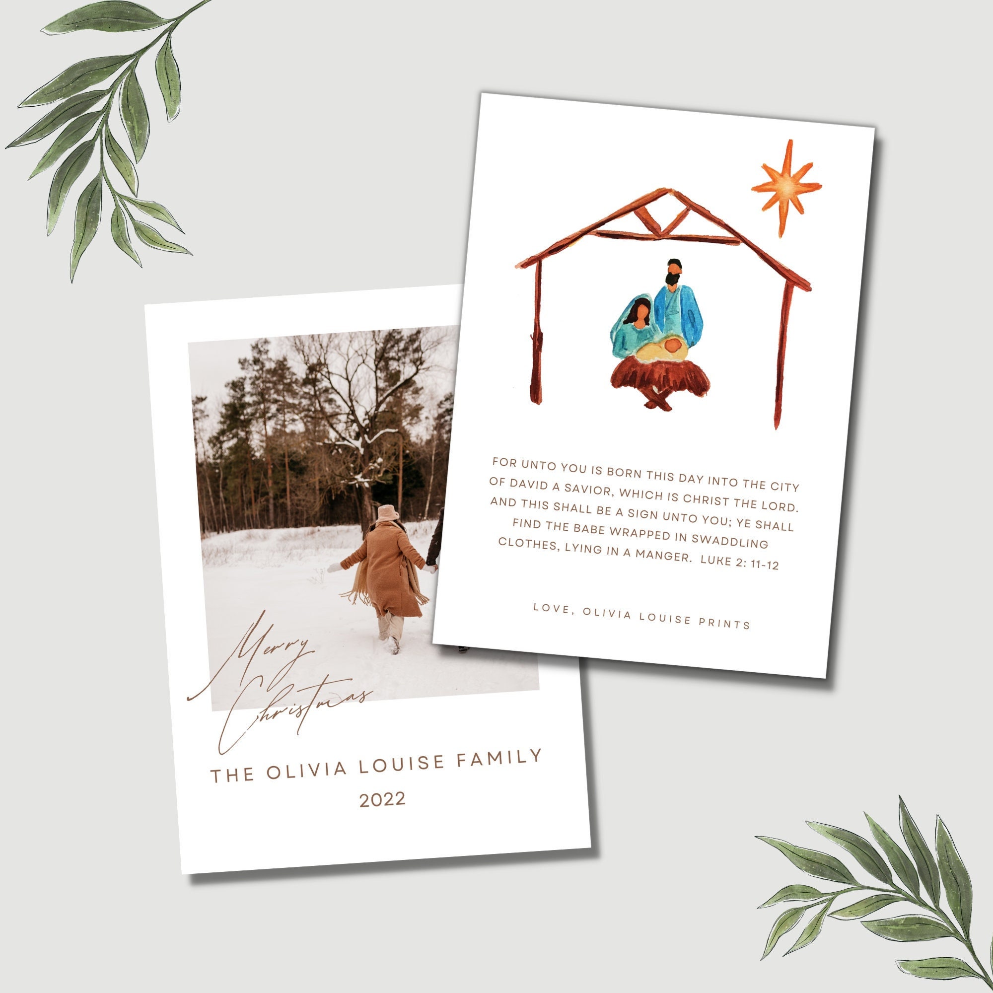 Christian Christmas Card Template, Religious New Years Card, Nativity ...