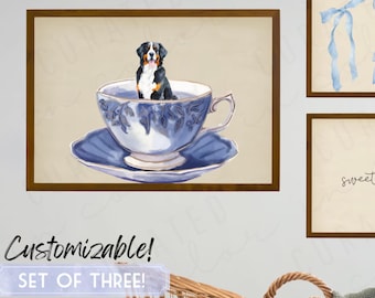 Impresión artística vintage de perro de montaña bernés. Arte de pared imprimible de perro bernés. Letrero para guardería sobre cuna. Regalo único para baby shower.