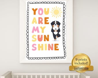 Láminas de perro de montaña bernés, afirmaciones positivas, decoración para la habitación del bebé (descarga digital)