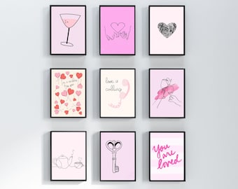 Valentine's Day Gallery Wall Art Prints, Romantic Decor (Digital Download)