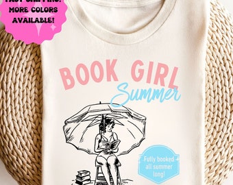 Buch Mädchen Sommer Shirt, Strandbuch T-Shirt, Übergroßes Shirt für Leseratten, Bücherwurm Urlaub Shirt, Mädchen Romanze Buchliebhaber Shirt