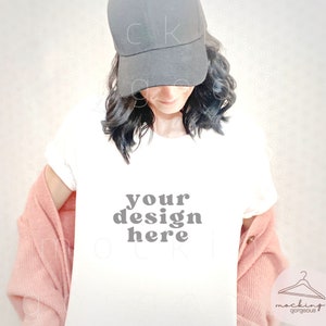 Bella Canvas 3001 White Shirt Mockup - Female White Shirt Mockup - Unisex T-Shirt Mockup- Shirt Mockup