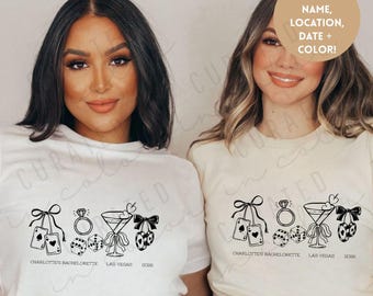 Camisetas personalizadas para despedida de soltera en Las Vegas PNG / Lucky in Love / Camiseta retro para fiesta de casino / Regalo personalizado para el viaje de las damas de honor
