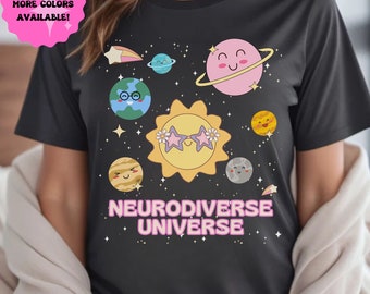 Camiseta de algodón "Universo Neurodiverso", Concienciación sobre el Autismo, Salud Mental