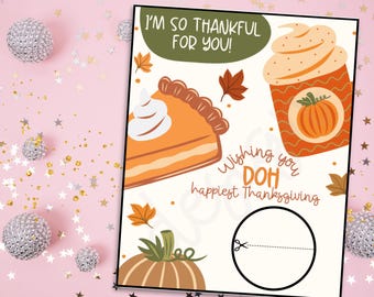 Thanksgiving Party Favor Fall Celebration Gift Tag Kids Classroom School Party Printable PlayDoh Card Gift from Teacher Friendsgiving