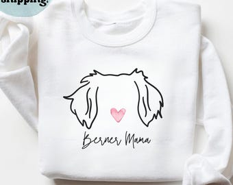 Sudadera navideña de perro de montaña bernés para mamá de perro bernés Regalo de Navidad Vacaciones Silueta de perro bernés Mamá de perro bernés Mamá de perro bernés