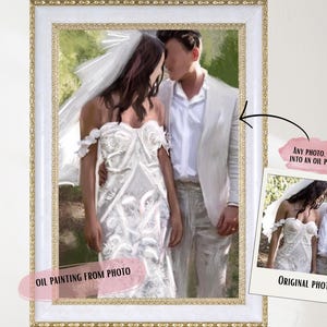 Personalized Couple Painting from Photo Custom Wedding Anniversary Gift for Wife, Husband, or Family Canvas Wall Art Print Gift for Newlywed