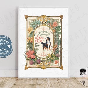 Vintage Bernese mountain dog art print Berner Dog Printable Wall Art Bernese Mountain Dog Wall Art Berner Dog Painting Unique Dog gift