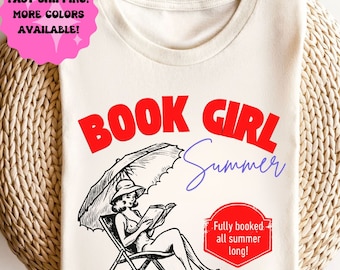Book Girl Summer Shirt, Beach Book T-Shirt, Bookish Funny Reader Oversized Shirt, Bookish Vacation Shirt, Girl Romance Book Lover Shirt
