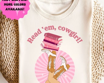 Camiseta vaquera "Read 'Em", camiseta estilo western para amantes de los libros.