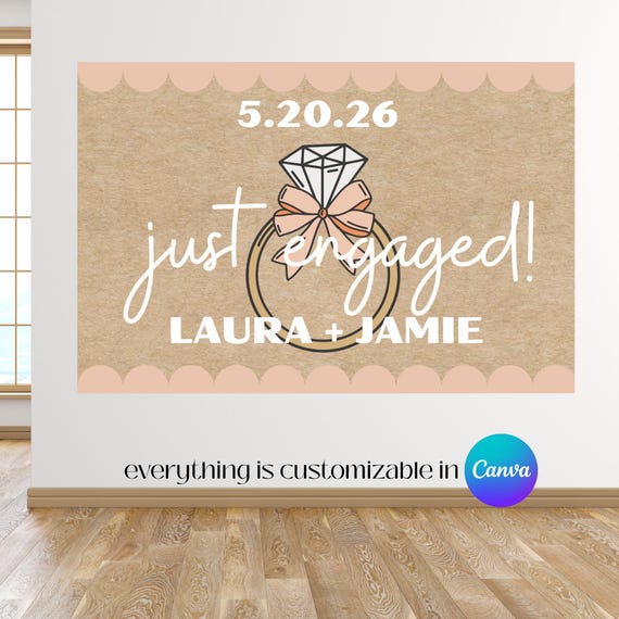 Butcher Paper Banner Template Engagement Party Brown Paper Sign Blueprint for Projecting and Tracing (Digital Download) Just Engaged
