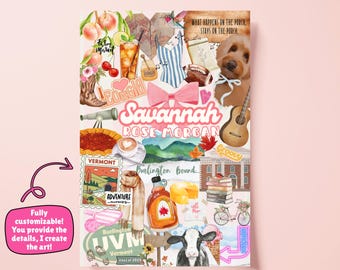 Gift for College Freshman Girl or Boy Personalized Dorm Room Decor Moving Away Gift for Daughter Custom Scrapbook Vision board Style Art