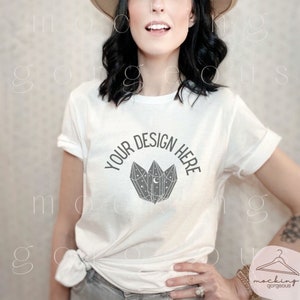 Boho White Bella Canvas 3001 Tshirt Mockup, White Bella Canvas Shirt, Tee Mockup, Model Mockup, T-Shirt Mock, Retro Bella Canvas Mockup