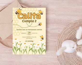 Bee Birthday Invitation – Editable Canva Template (Digital Download)