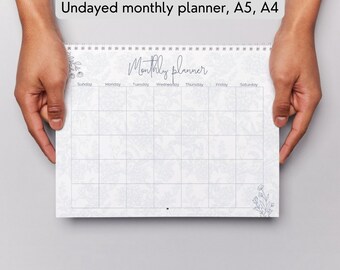 Floral Monthly Planner Printable | Undated A4 A5 (Instant Download)