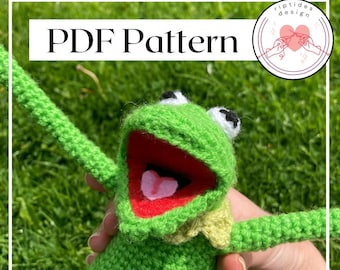 Amigurumi Kermit crochet PDF pattern, handmade plushie frog gift idea