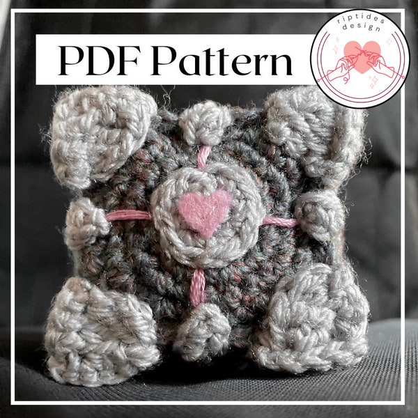 Amigurumi Portal Companion Cube crochet PDF pattern, nerdy geeky gift