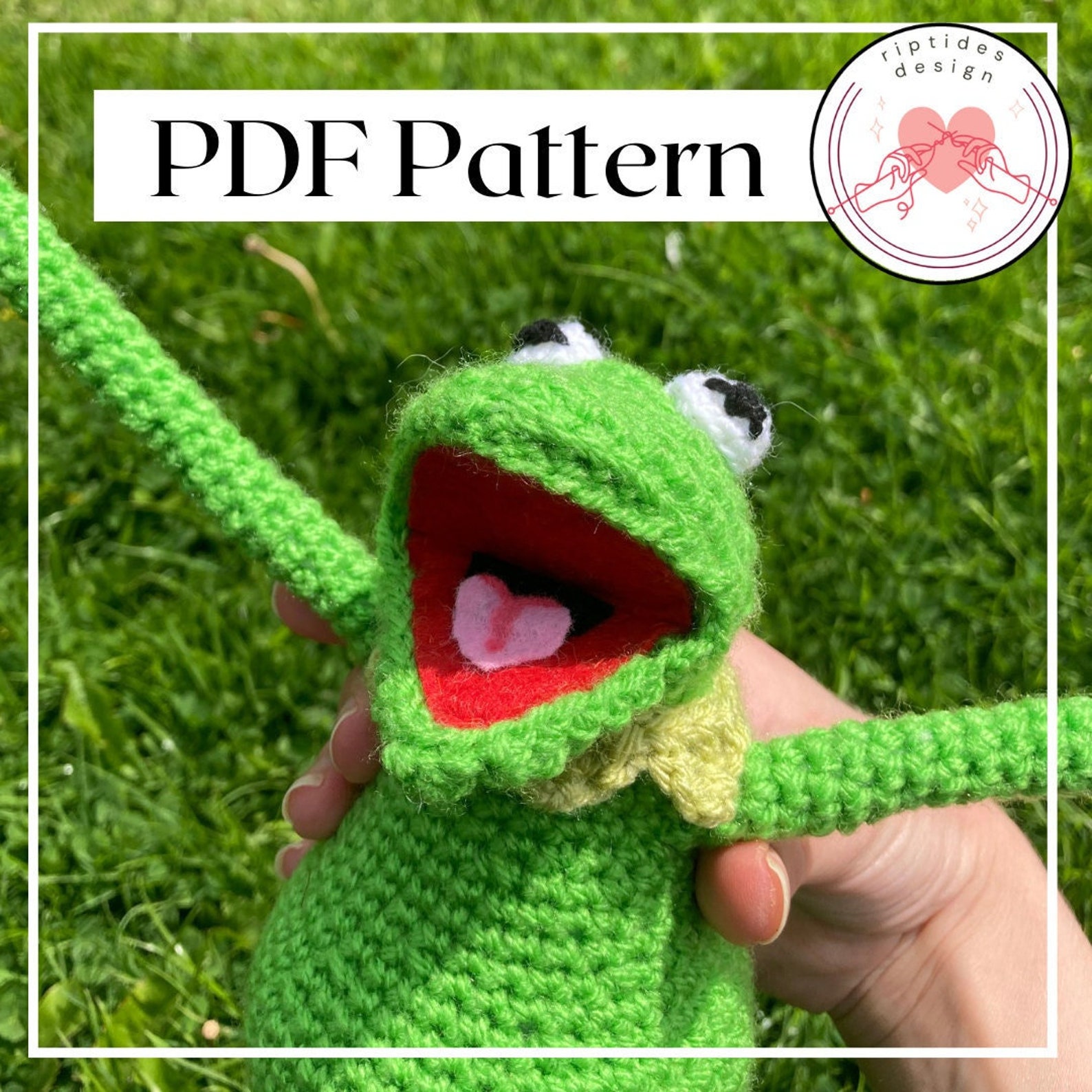 Amigurumi Kermit Crochet PDF Pattern, Handmade Plushie Frog Gift Idea