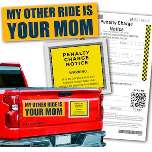 My Other Ride Is You Mom Magnetic Bumper Sticker Prank - Includes Prank Parking Ticket - Funny Gift - Realistic Novelty Joke