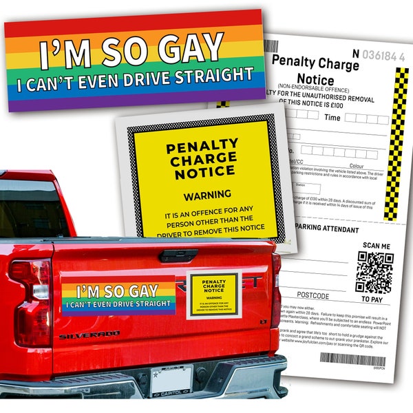 I'm So Gay I Can't Even Drive Straight Magnetic Bumper Sticker Prank - Includes Prank Parking Ticket - Funny Gift - Realistic Novelty Joke