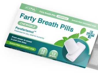 Farty Breath Pills - Parafartamolo - Gomma da masticare alla menta verde - Divertente regalo per il 30° 40° 50° 60° compleanno per lui o per lei