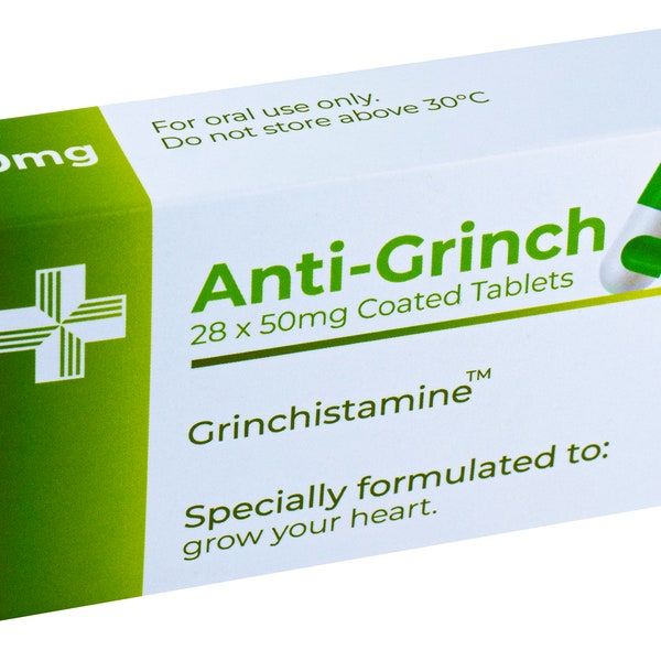 Anti Grinch Prank Pill Box Joke - Funny Gag Gift - Novelty 21st 30th 40th 50th 60th Birthday Gift For Him & Her - Joke Box - Rude Gift