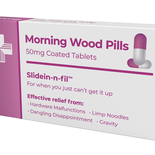 Morning Wood Pills for Bachelor Party - Funny Rude Adult Gag Gift for Him - Stag Do Accessories, Wedding Gift, Erectile Dysfunction Joke