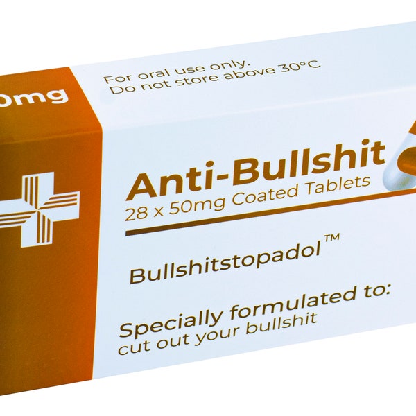 Anti Bullshit Prank Pill Box Joke - Funny Gag Gift - Novelty 21st 30th 40th 50th 60th Birthday Gift For Him & Her