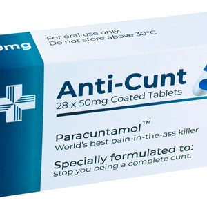 Anti Cunt Prank Pill Box Joke - Funny April Fools Gag and Fathers Day Gift - Novelty 21st 30th 40th 50th 60th Birthday Gift For Him & Her