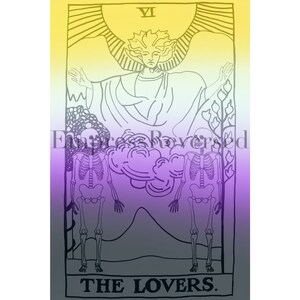 The Lovers - Tarot, Illustration, Downloadable, Printable poster, Art print, Major Arcana, Pride Flag, LGBTQ+, NONBINARY PRIDE