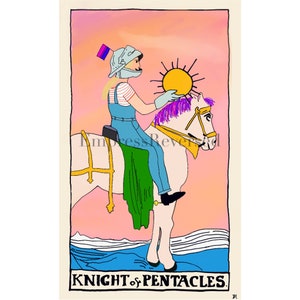 The Knight of Pentacles - Tarot, Illustration, Downloadable, Printable poster, Art print, Major Arcana