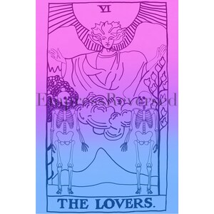 The Lovers - Tarot, Illustration, Downloadable, Printable poster, Art print, Major Arcana, Pride Flag, LGBTQ+, BISEXUAL PRIDE