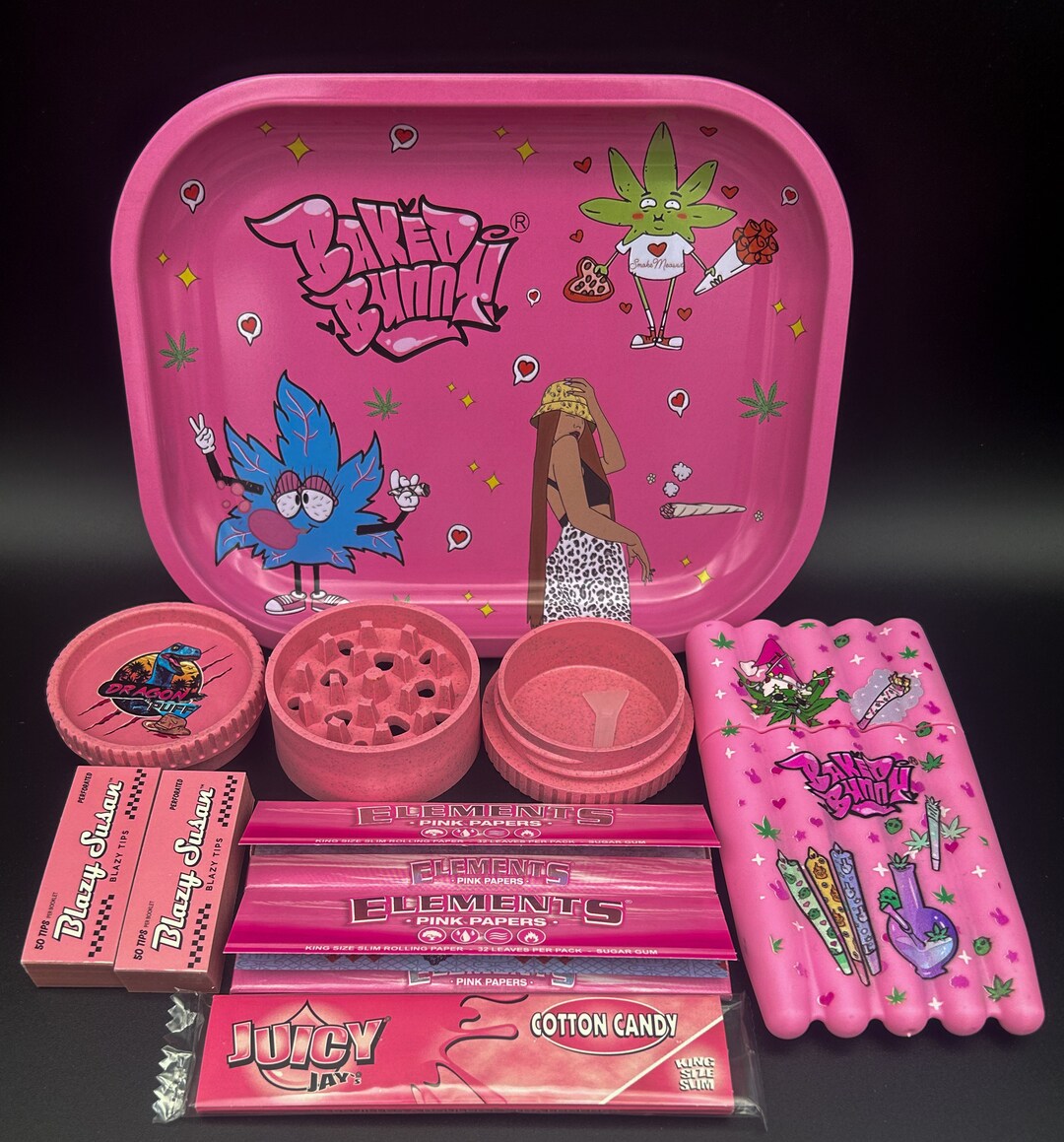 Pink Smokers Gift Set Girls Rolling Essential Pink Grinder Etsy