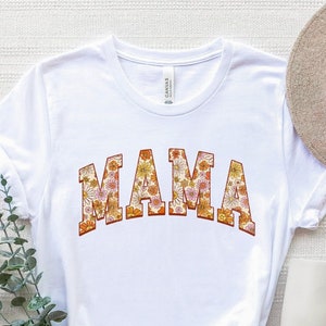 Floral Pattern Mama Shirt, Floral Mama T-Shirt, Simple Mama Top, Flowers Mama Shirt, Floral Mama Tee, Cute Mother's Day Gift Shirt, Mom Tee