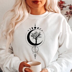 Tree Of The Life Sweatshirt, Moon Phases Sweater, Celestial Moon Shirt, Mystical Tree Sweatshirt, Yoga Tree Lover Sweatshirt, Yoga Shirts