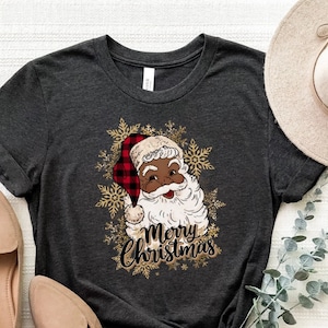 Merry Christmas Black Santa Shirt, Black Santa T-Shirt, Black Santa Tee, Afro American Black Santa Christmas Shirt, Funny Winter Santa Shirt