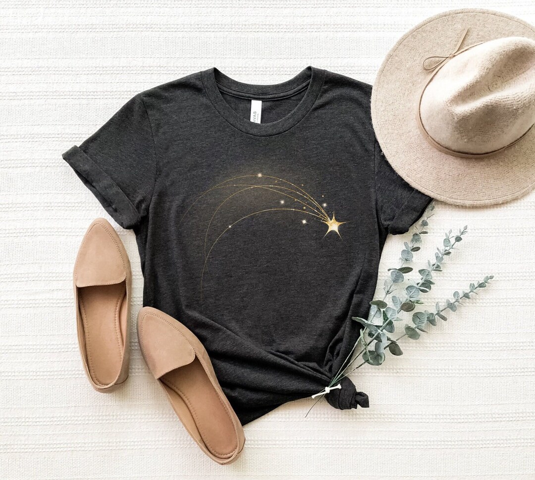 Shooting Star Shirt, Golden Falling Star Tshirt, Comet Shirt, Blazing Star Shirt, Golden Stars