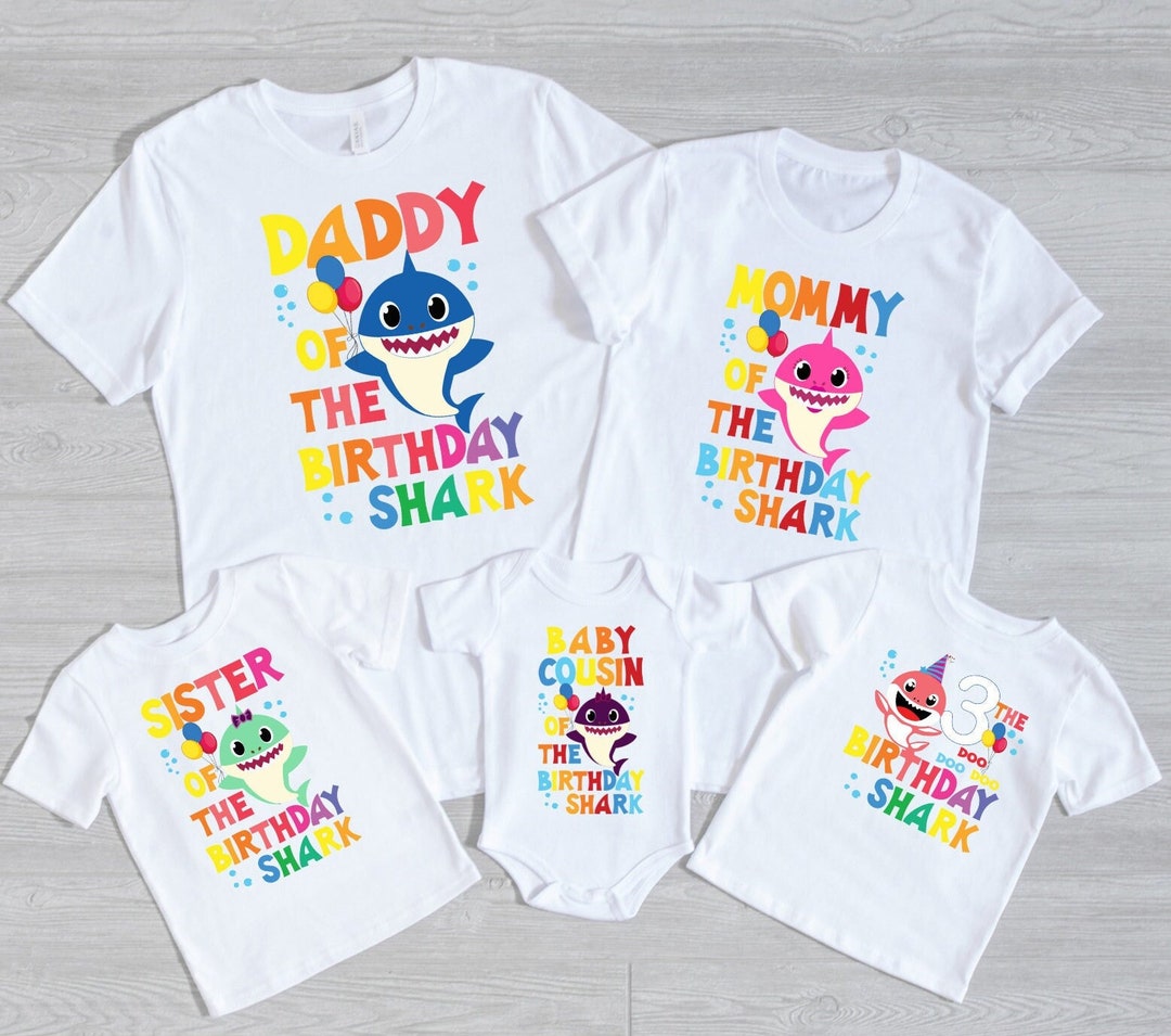 Personalized Family Shark Birthday Shirt, Custom Shark Birthday Party