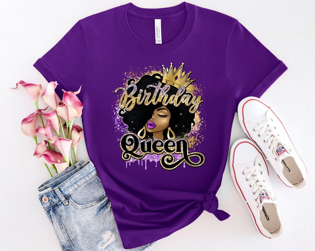 Afro Woman Birthday Shirt, African Girl Birthday Queen Shirt, Birthday