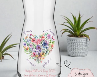 Personalised Mother's Day glass vase | Gift for mum, mummy, nan, grandma | Glass flower vase