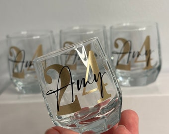 Personalised plastic/glass name and initial shot glass | perfect for hen/stag party, wedding, birthday 18th 21st 30th 40th 50th