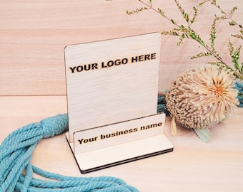 POS Business Card Holder for Craft Market | POS Logo Business Card Holder Display | Wooden Business Card Holder Display Stand | POS display