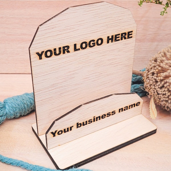 POS Business Card Holder for Craft Market | POS Logo Business Card Holder Display | Wooden Business Card Holder Display Stand | POS display